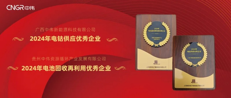 PT电子游戏股份荣获Mysteel2024“电钴供给优良企业”与“电池回收再利用优良企业”